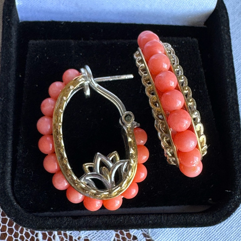 Valitutti Carnelian & Citrine 24K Gold & Palladium over Sterling Hoop Earrings